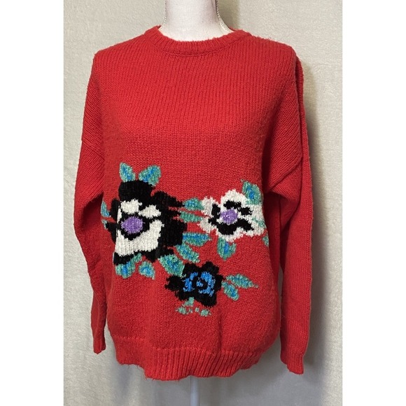 Segue Vintage 80's Sweater With Flower Women's Size Large - Picture 1 of 13